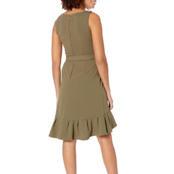 Calvin Klein Belted Ruffle Fit N Flare Dress NWT - Picture 2 of 5
